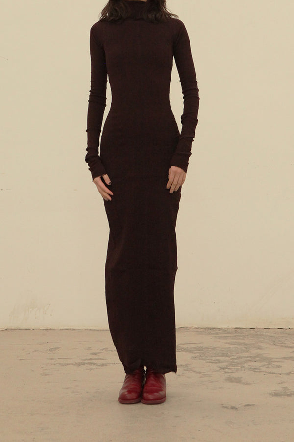 Marc Le Bihan 21915 Silk Shrinkage Stretch One-Piece Dress Collection French High-Level Handmade MLB-21915-JIUHONG Burgundy PMLB4